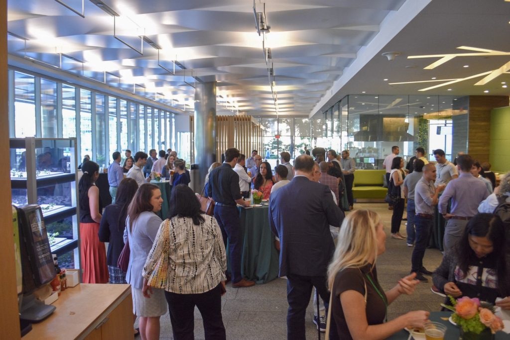 Members filling the room at a BBA reception