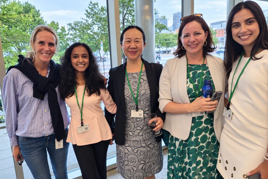 Five women smiling together at the BBA Stablecoins Summer Social