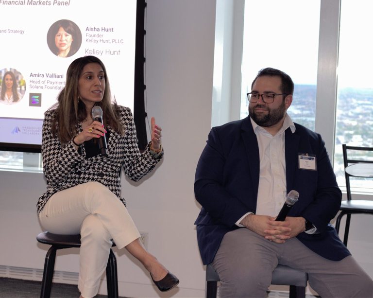 Amira speaking on a BBA panel